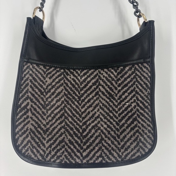 Spartina 449 Daufuskie Island Linen Leather Hobo Shoulder Bag Purse Herringbone - Picture 4 of 16